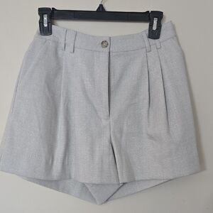 Worthington Silver-Gray High-Waist Pleated Shorts